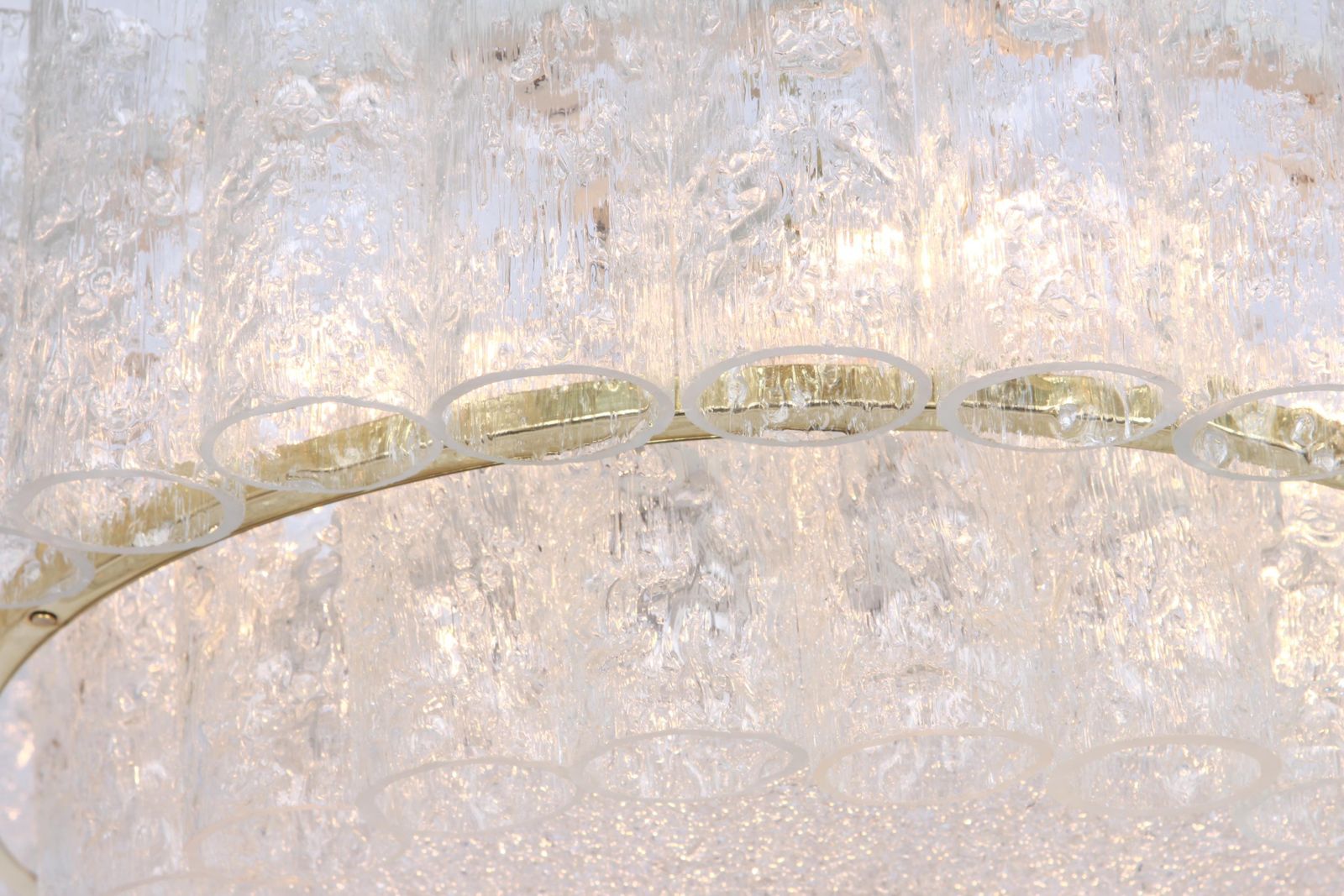 1 Of 2 Stunning Murano Ice Glass Tubes Chandelier By Doria, Germany, 1960s photo Lighting