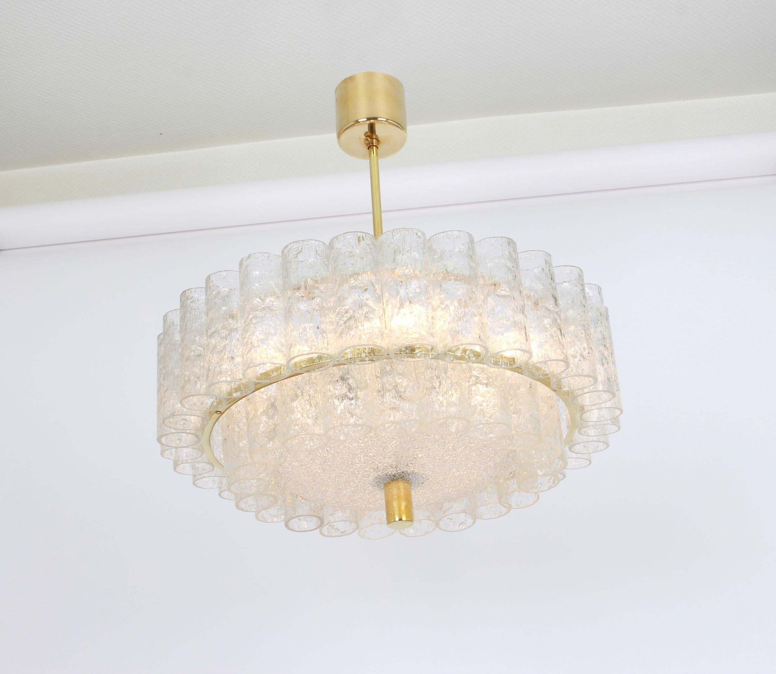 1 Of 2 Stunning Murano Ice Glass Tubes Chandelier By Doria, Germany, 1960s photo 1418.0