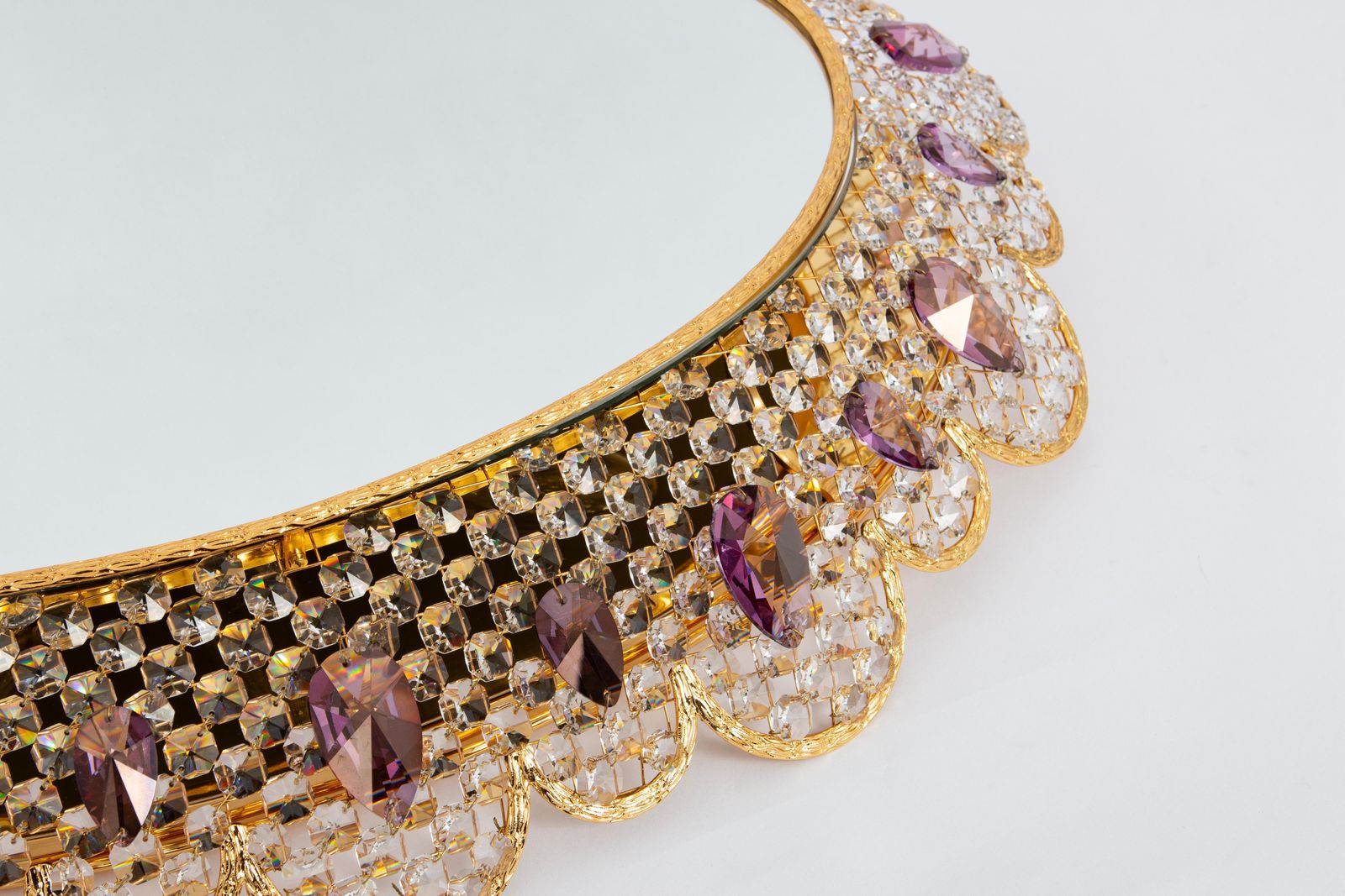 Spectacular Backlit Mirror Brass And Crystal Glass By Palwa, Germany photo Home Decor