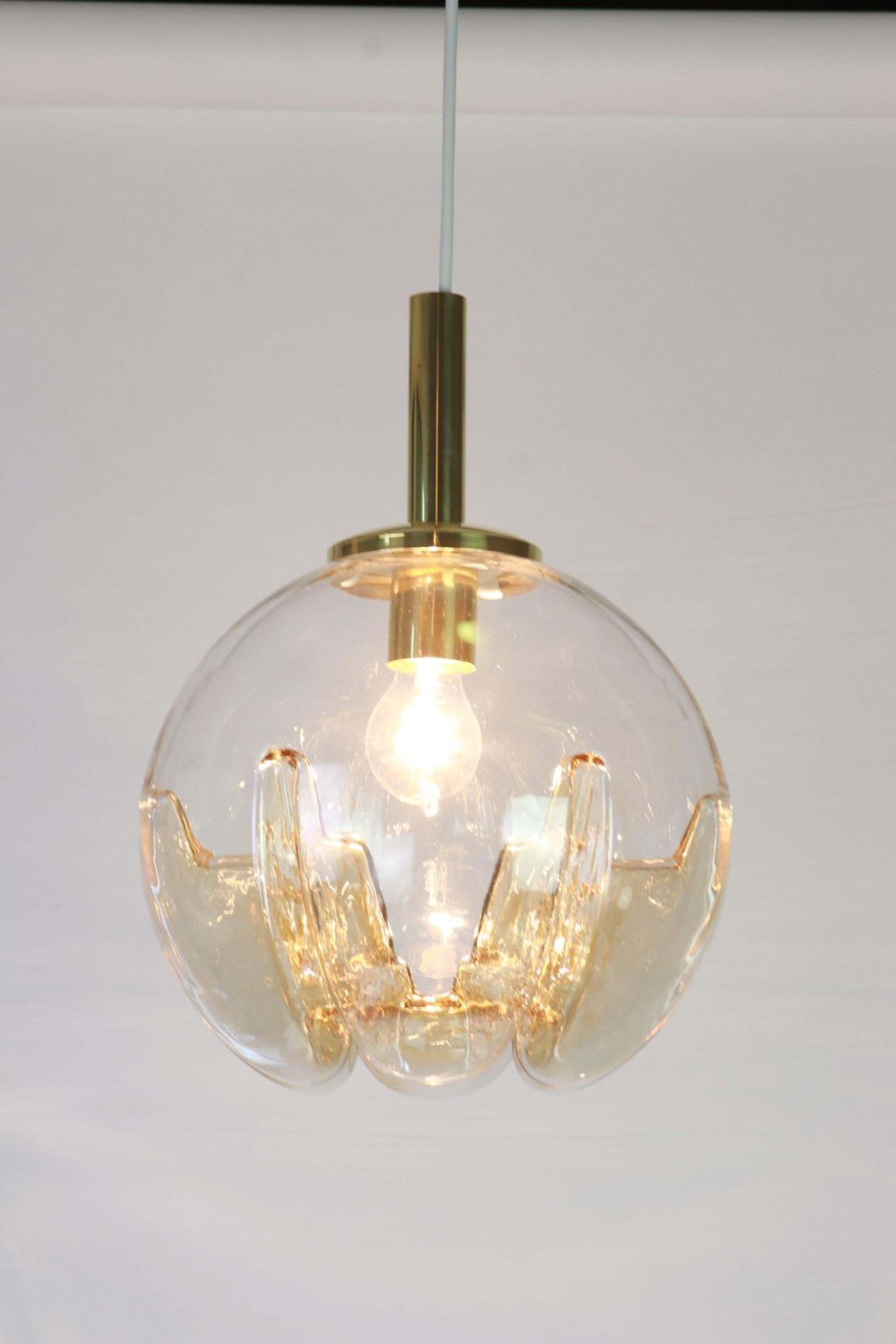 1 Of 2 Murano Ball Pendant Light By Doria, Germany, 1970s photo for sale