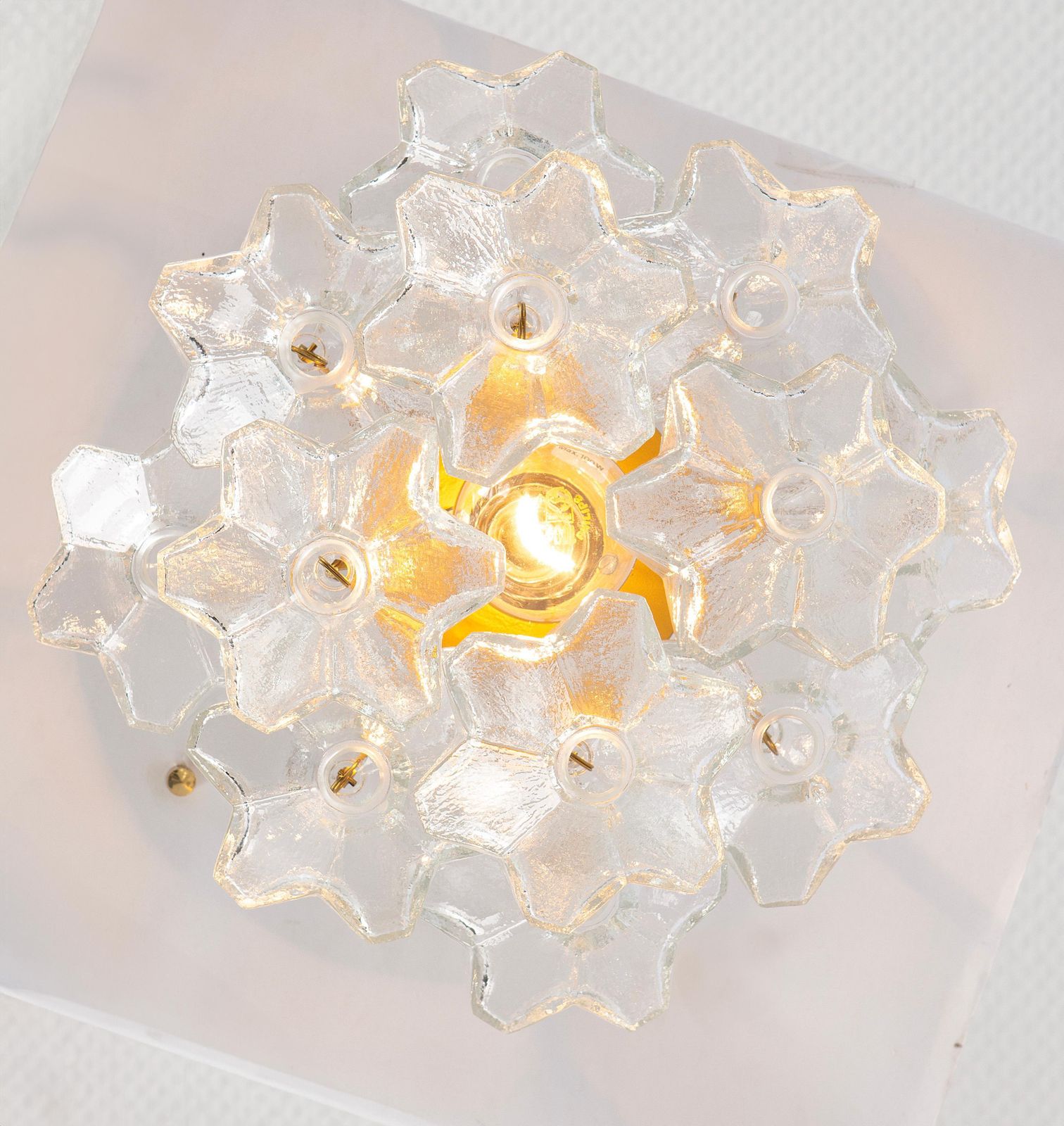 1 Of 2 Petite Rare Pagoda Glass Flush Mount By Kalmar, Austria, 1960s photo buy