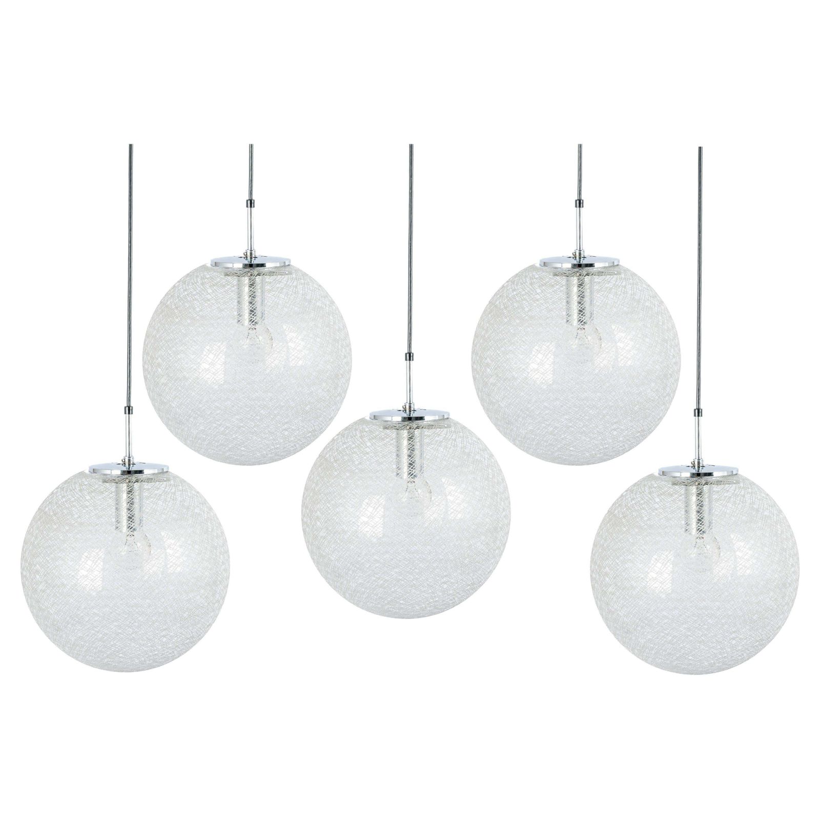 1 Of 8 Large Limburg Chrome With Glass Ball Pendant, Germany, 1970s