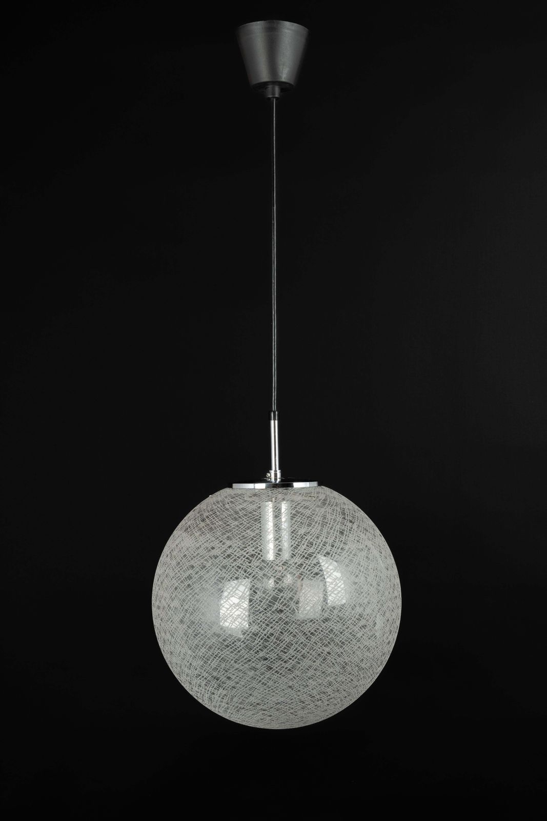 1 Of 8 Large Limburg Chrome With Glass Ball Pendant, Germany, 1970s photo for sale