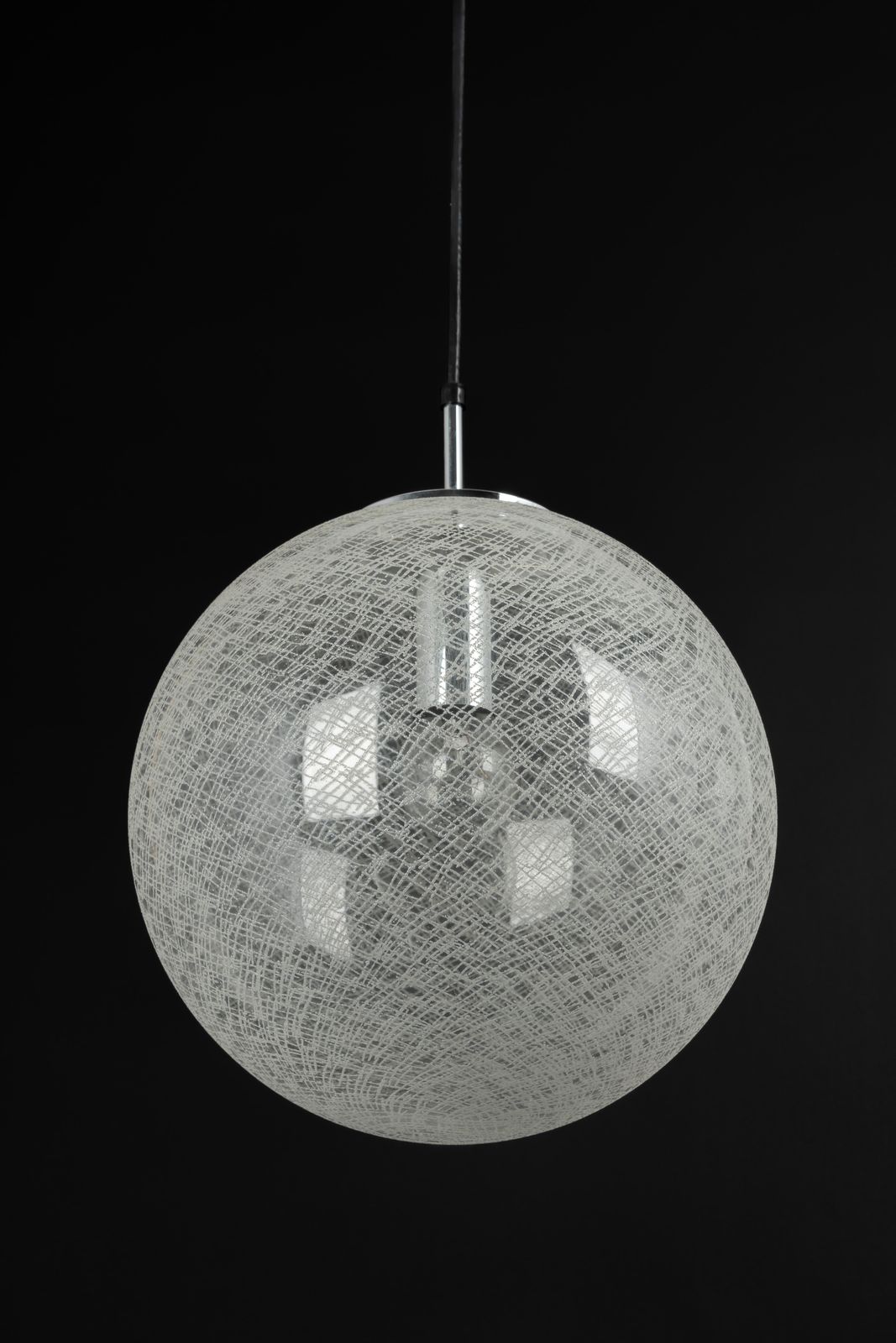 1 Of 8 Large Limburg Chrome With Glass Ball Pendant, Germany, 1970s photo Lighting