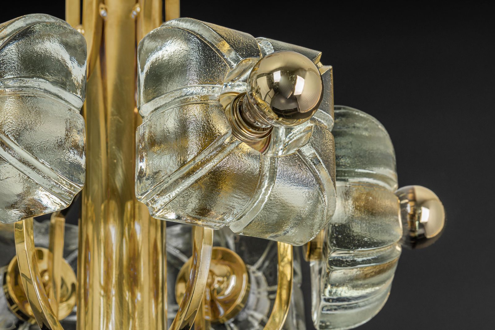 photo for sale Large Brass And Crystal Glass Pendant By Sische, Germany, 1970s