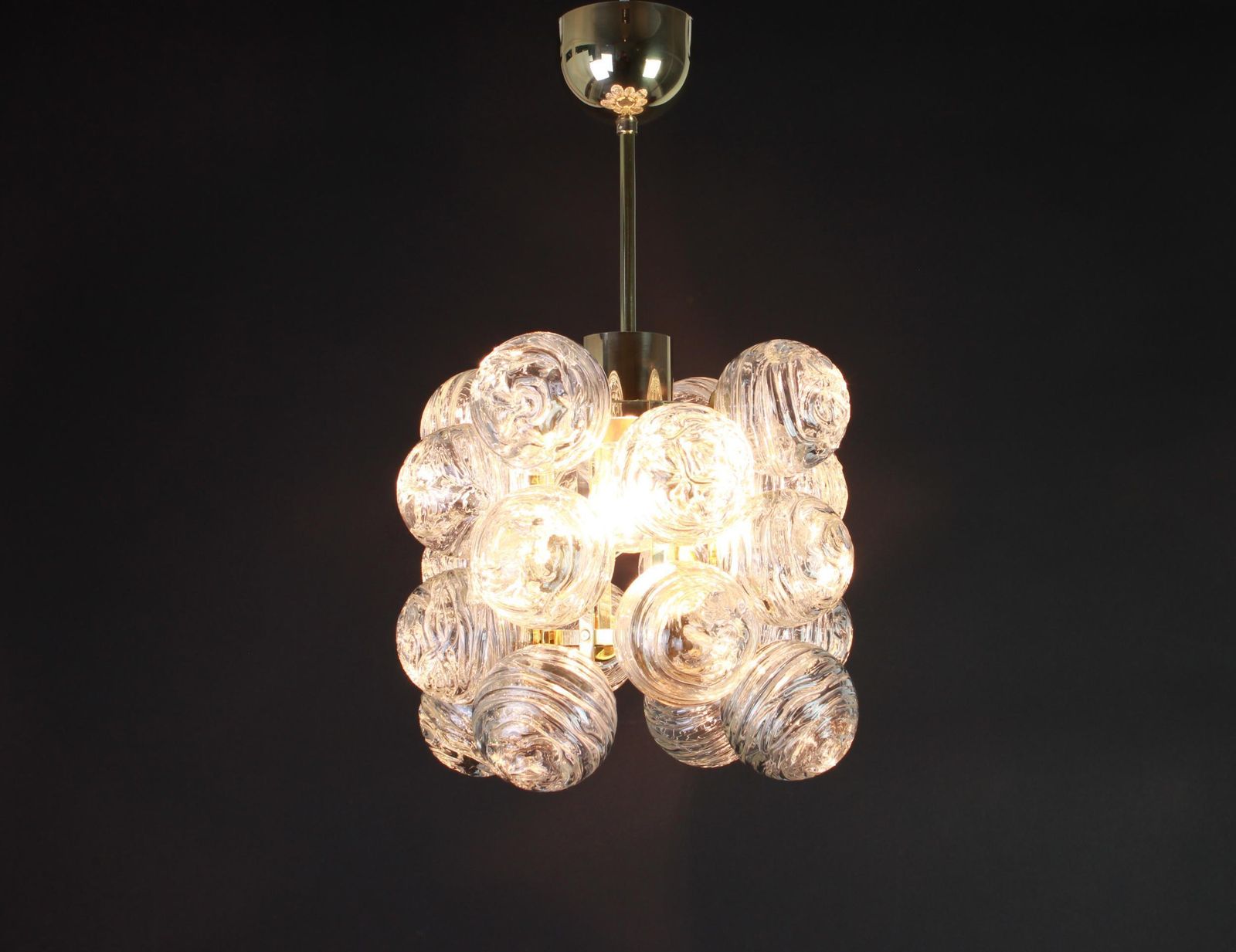 1 Of 3 Petite Spectacular Sputnik Pendant With Snow Balls Doria, Germany, 1970s photo buy