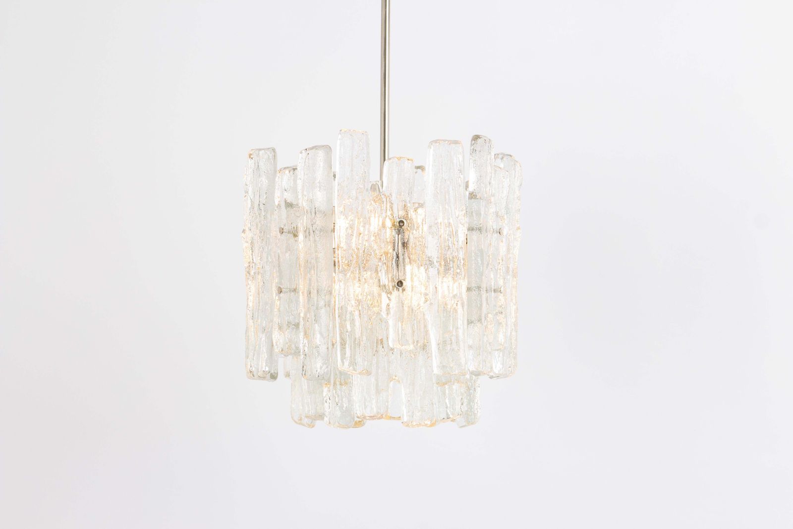 1 Of 2 Petite Murano Ice Glass Chandelier By Kalmar, Austria, 1960s photo Lighting