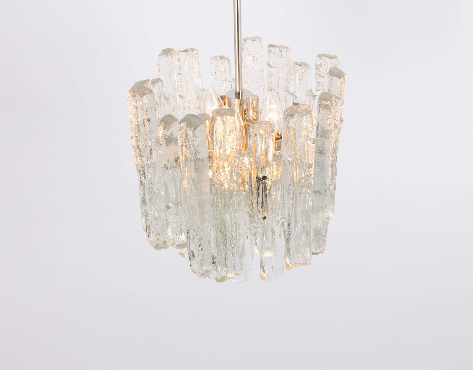 1 Of 2 Petite Murano Ice Glass Chandelier By Kalmar, Austria, 1960s photo vinterior