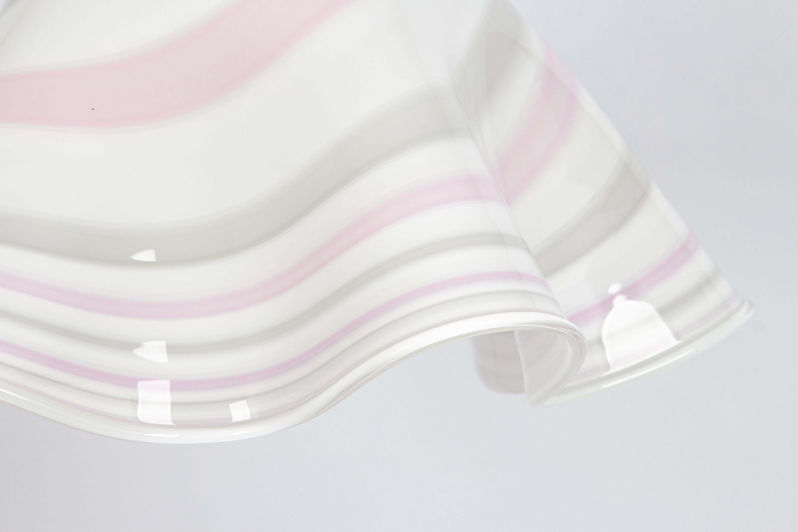 Large White Pink Glass Pendant Light Mazzega Fazzoletto, Italy, 1970s photo Lighting