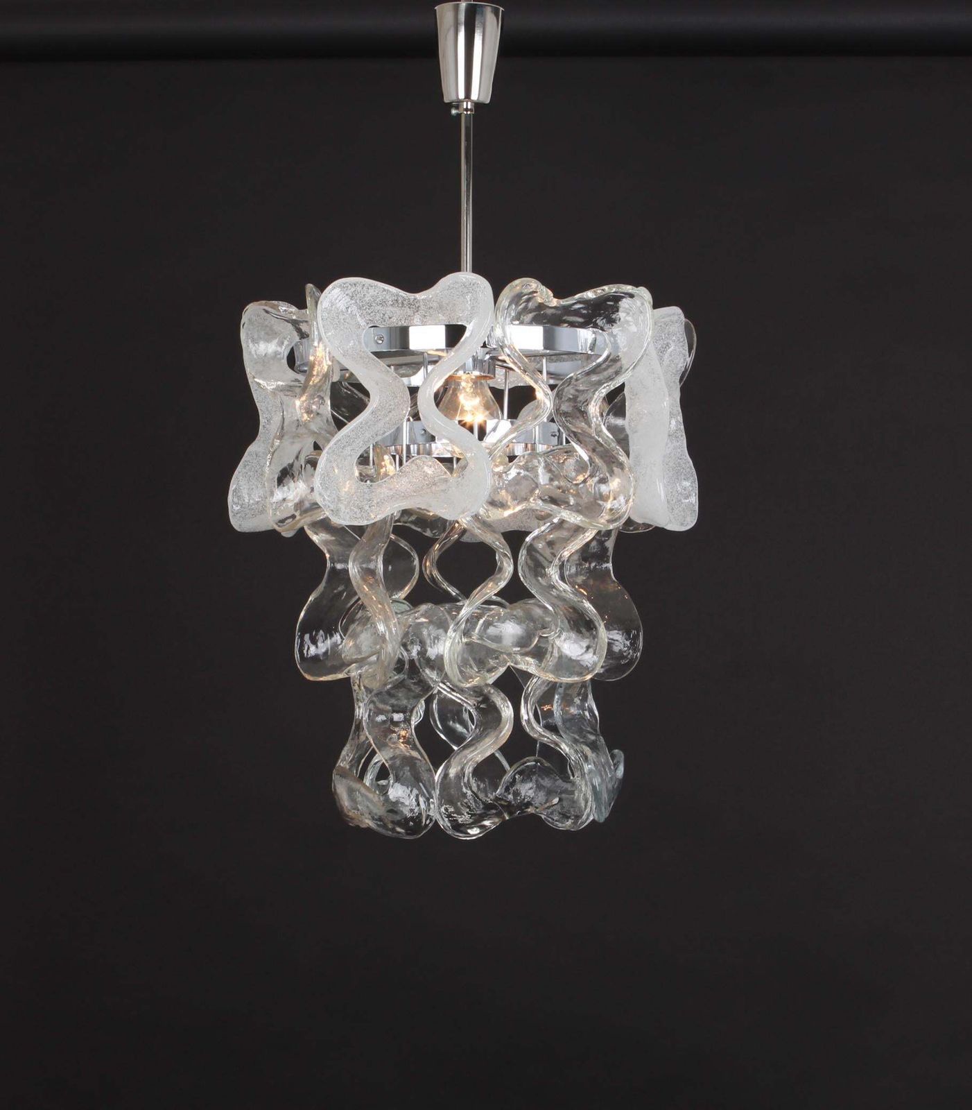 Murano Glass Pendant Light Chome Designed, Carlo Nason For Kalmar, Catena, Aust photo for sale