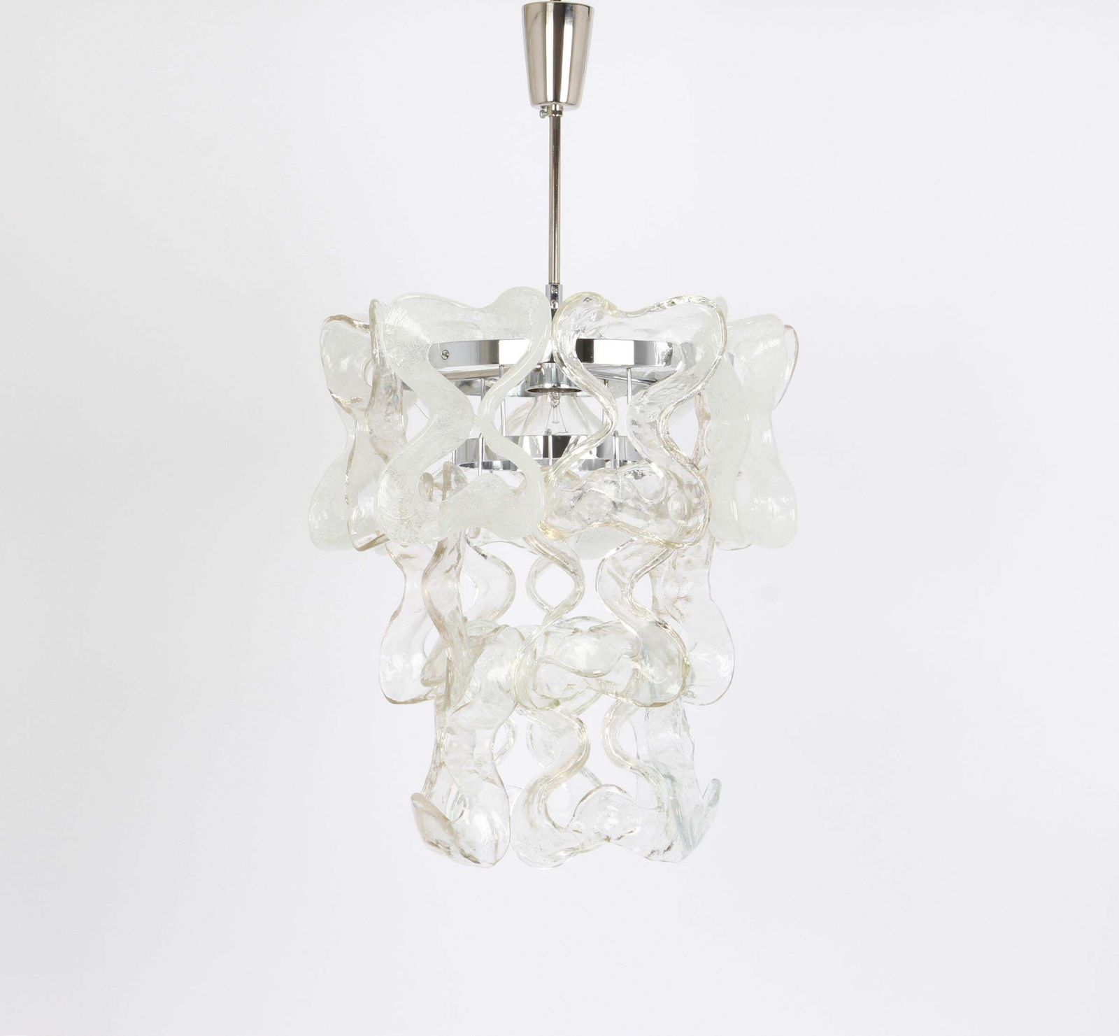 Murano Glass Pendant Light Chome Designed, Carlo Nason For Kalmar, Catena, Aust photo vinterior