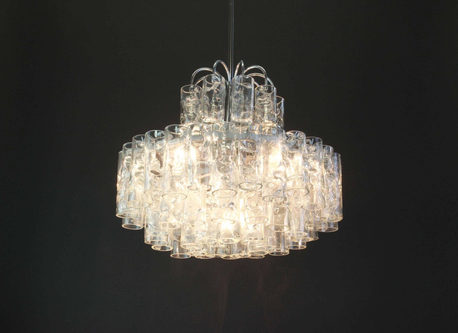 Stunning Murano Ice Glass Tubes Chandelier By Doria, Germany, 1960s photo buy