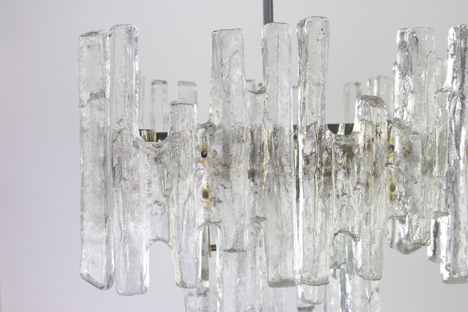 Large Rare Murano Ice Glass Chandelier By Kalmar, Austria, 1960s photo Lighting