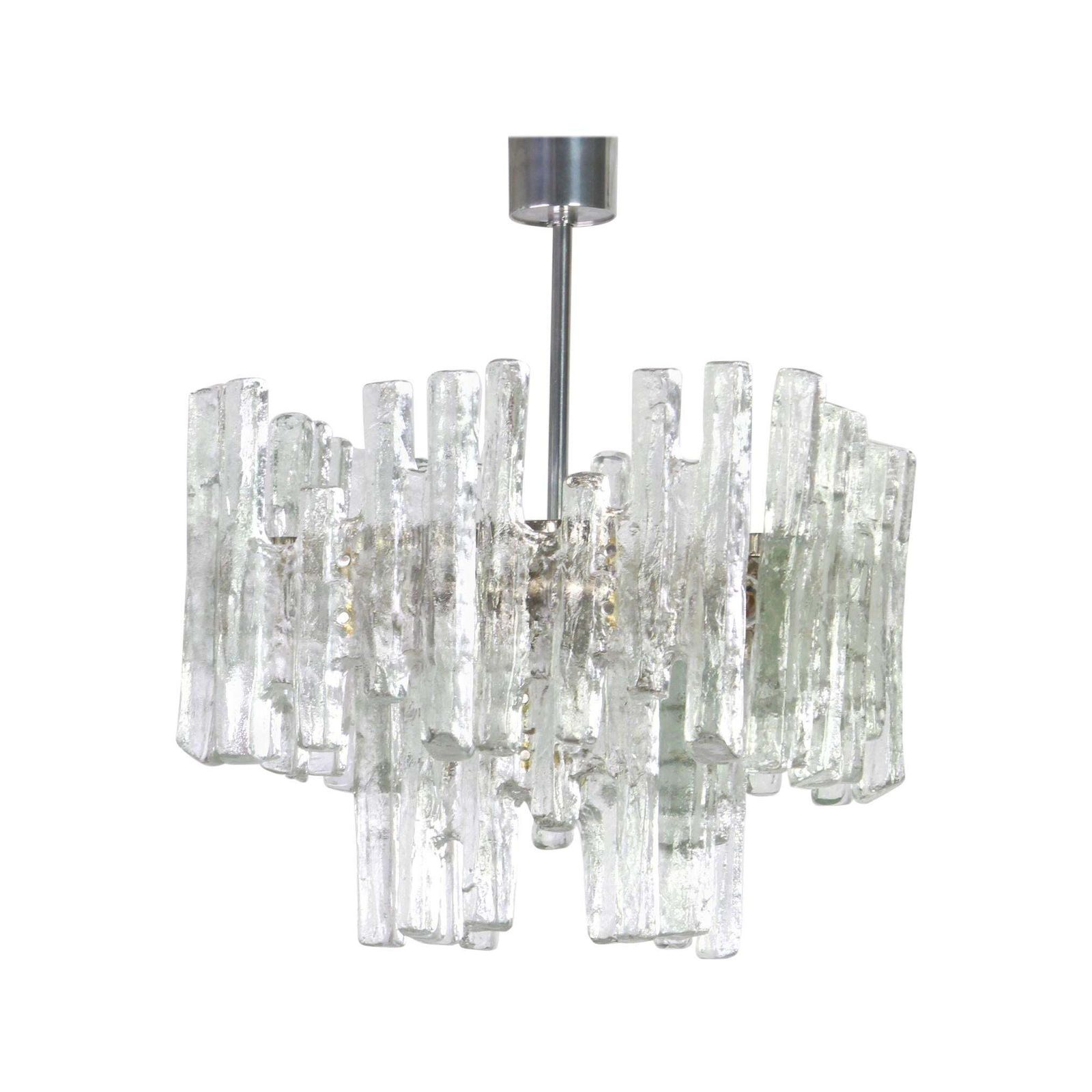 Large Rare Murano Ice Glass Chandelier By Kalmar, Austria, 1960s