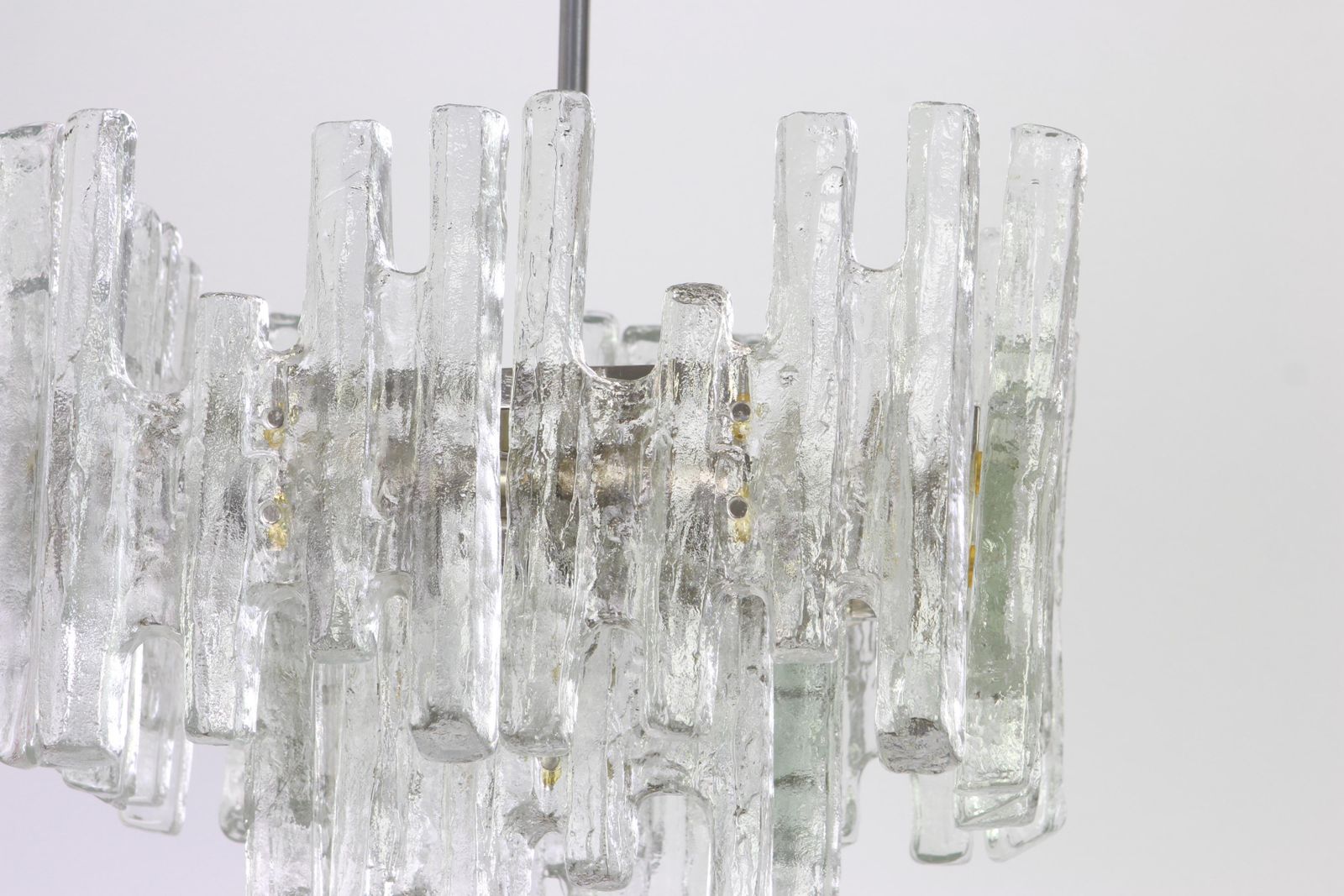 Large Rare Murano Ice Glass Chandelier By Kalmar, Austria, 1960s photo buy