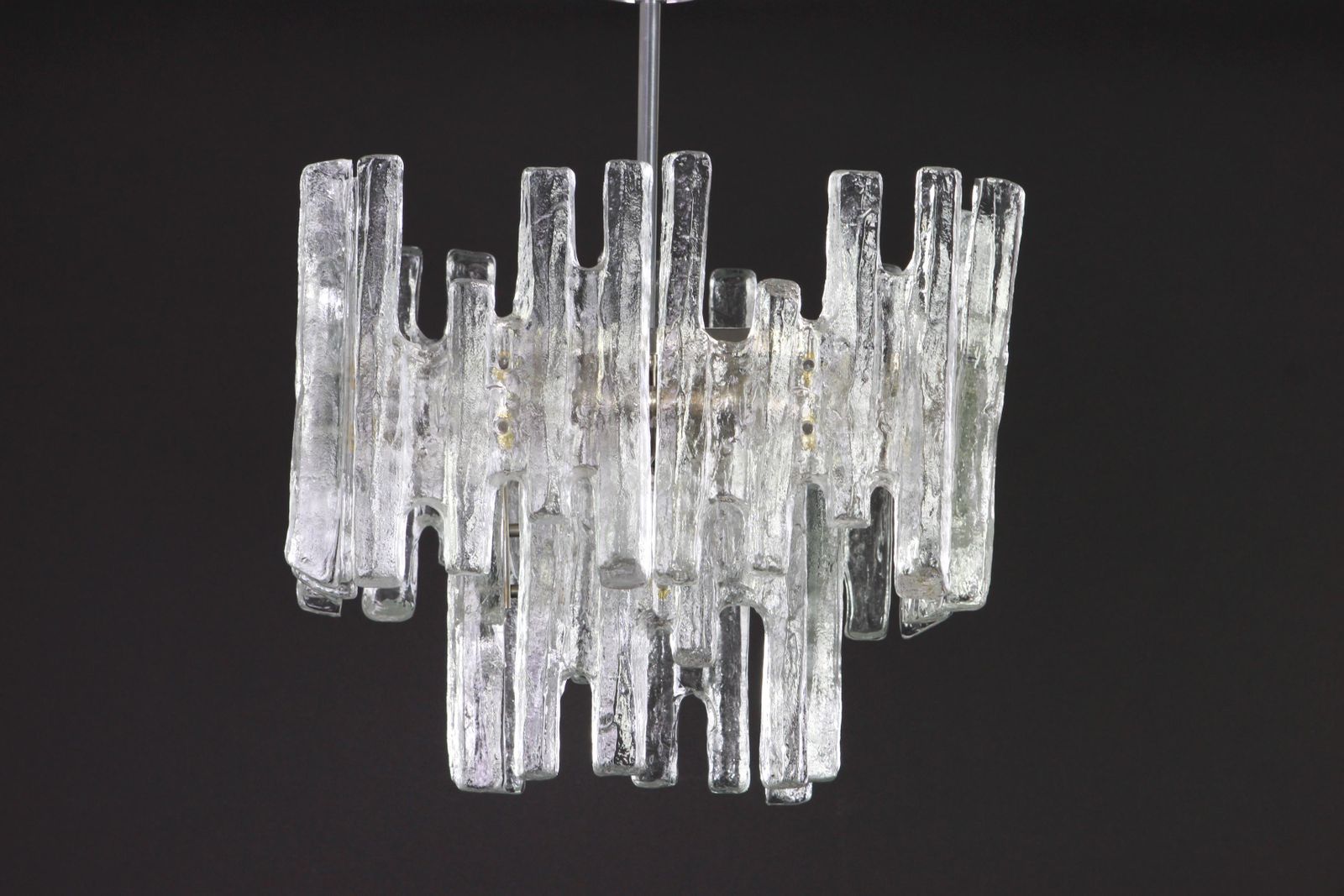 Large Rare Murano Ice Glass Chandelier By Kalmar, Austria, 1960s photo vintage
