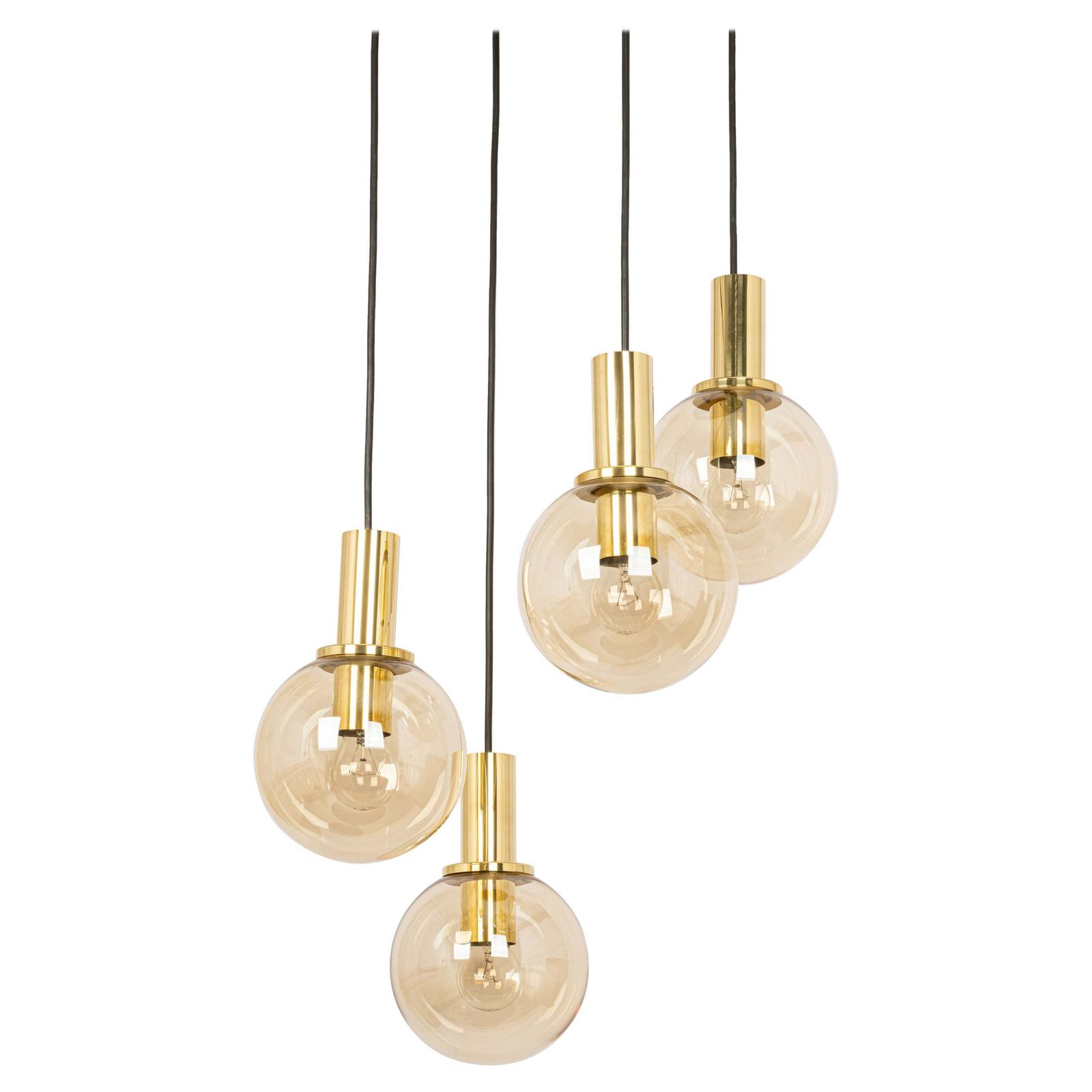 Large Designer Cascading Chandelier Smoked Glass By Ott Int. Germany, 1970s