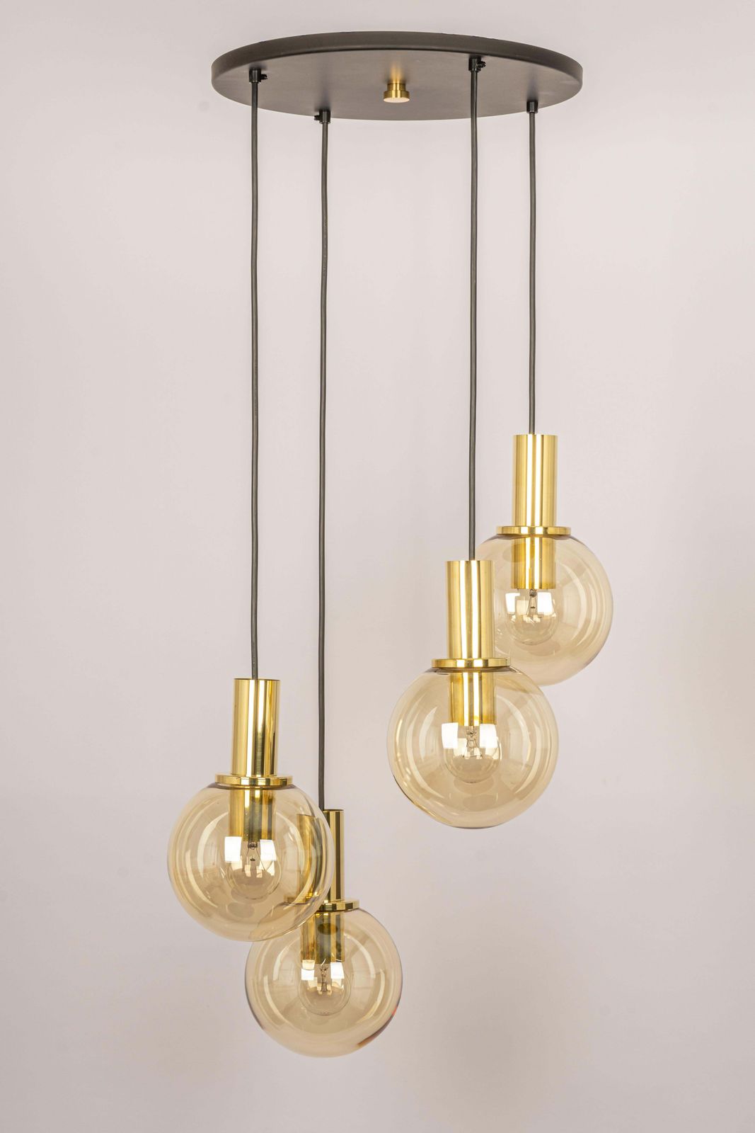 Large Designer Cascading Chandelier Smoked Glass By Ott Int. Germany, 1970s photo furniture