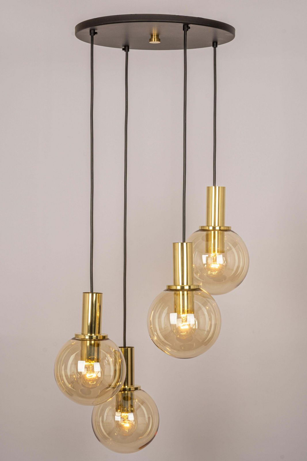Large Designer Cascading Chandelier Smoked Glass By Ott Int. Germany, 1970s photo Lighting