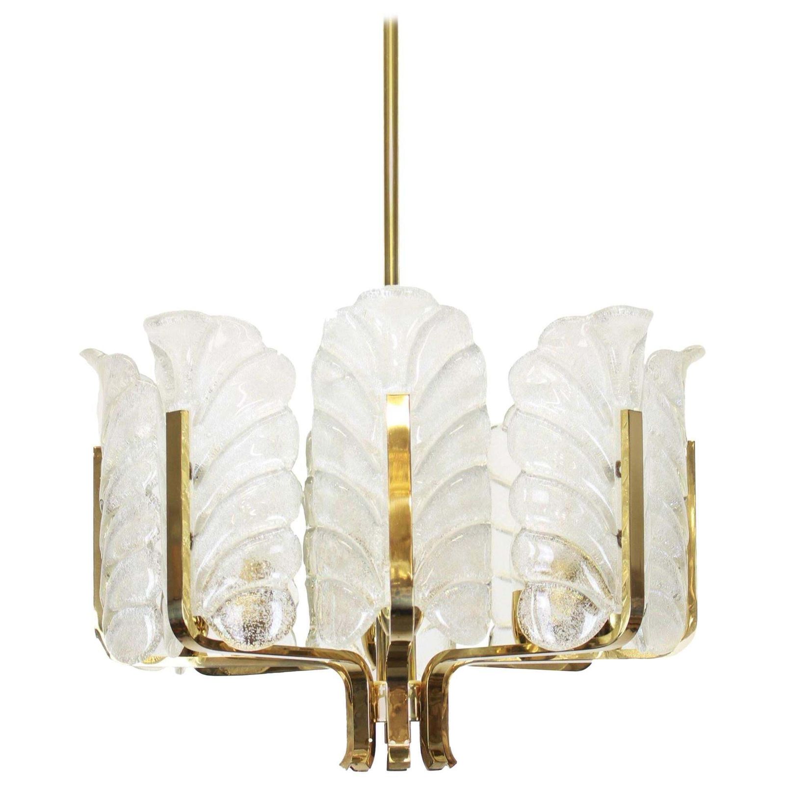 1 Of 2 Stunning Carl Fagerlund Chandelier Murano Glass Leaves, 1960s photo for sale