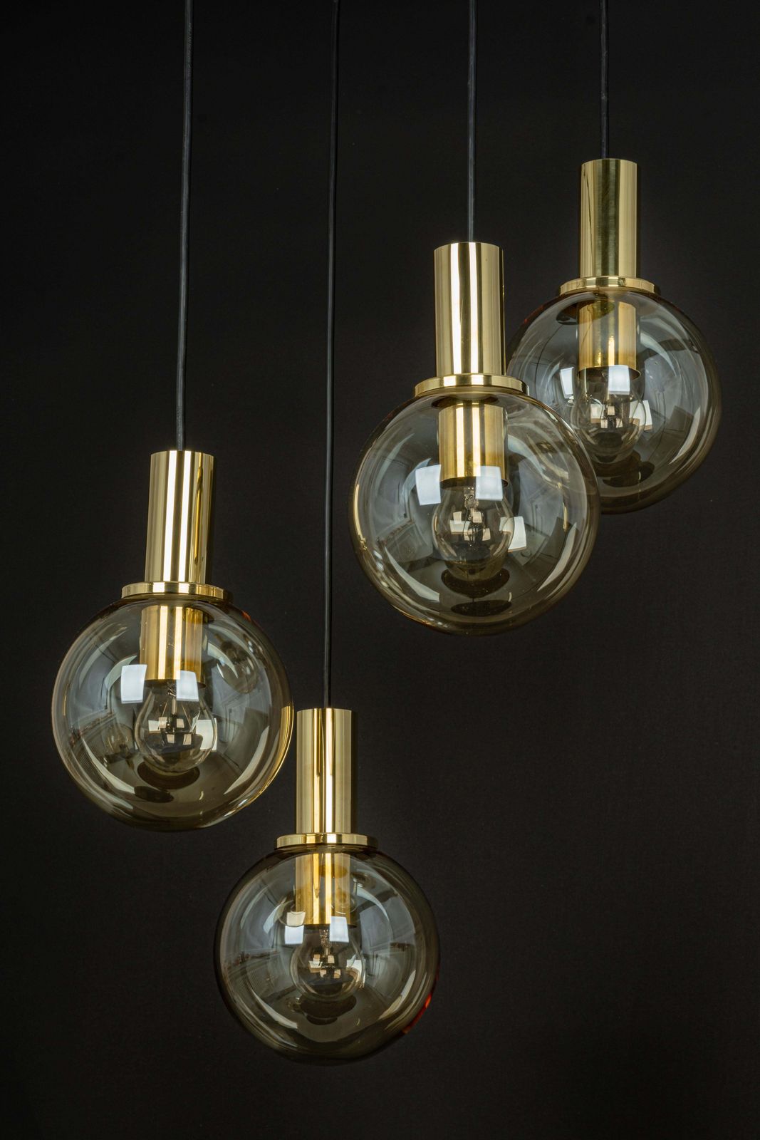 Large Designer Cascading Chandelier Smoked Glass By Ott Int. Germany, 1970s photo buy