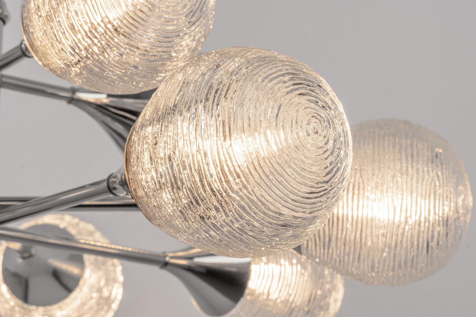 photo for sale Large Stunning Kaiser Sputnik Opal Glass Globes Chandelier, Germany, 1970s