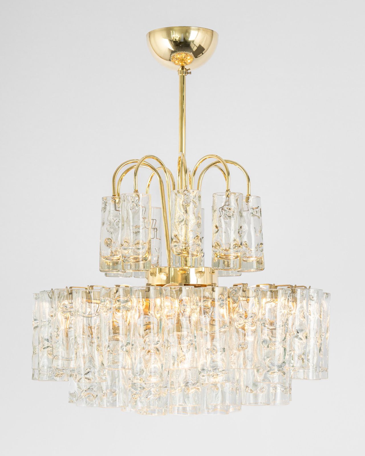 Stunning Murano Ice Glass Tubes Chandelier By Doria, Germany, 1960s photo vintage