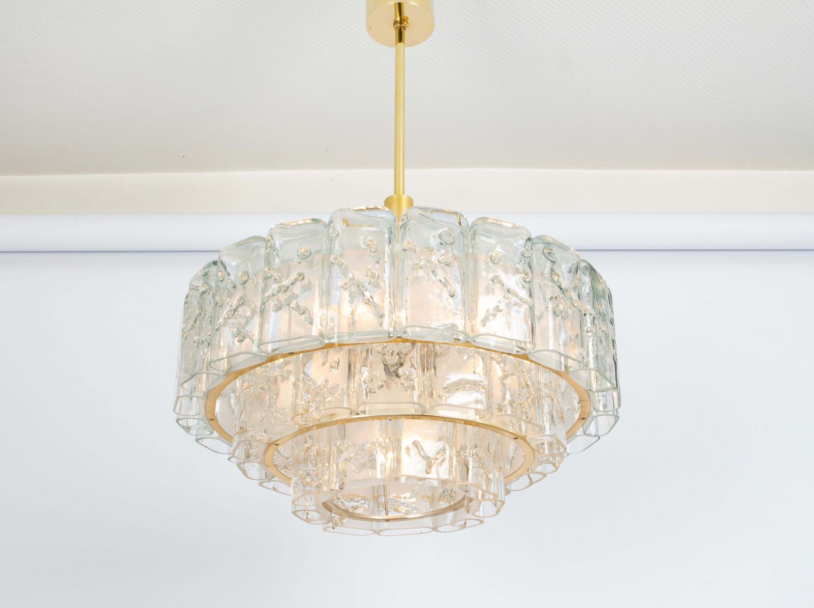 Large Doria Ice Glass Tubes Chandelier, Germany, 1960s photo buy