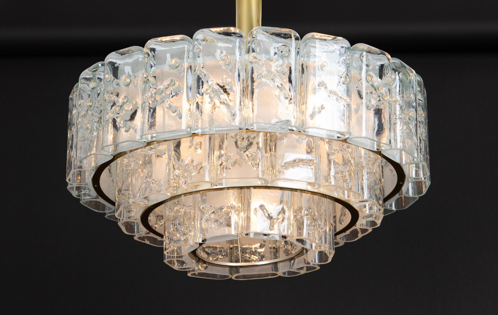 photo for sale Large Doria Ice Glass Tubes Chandelier, Germany, 1960s