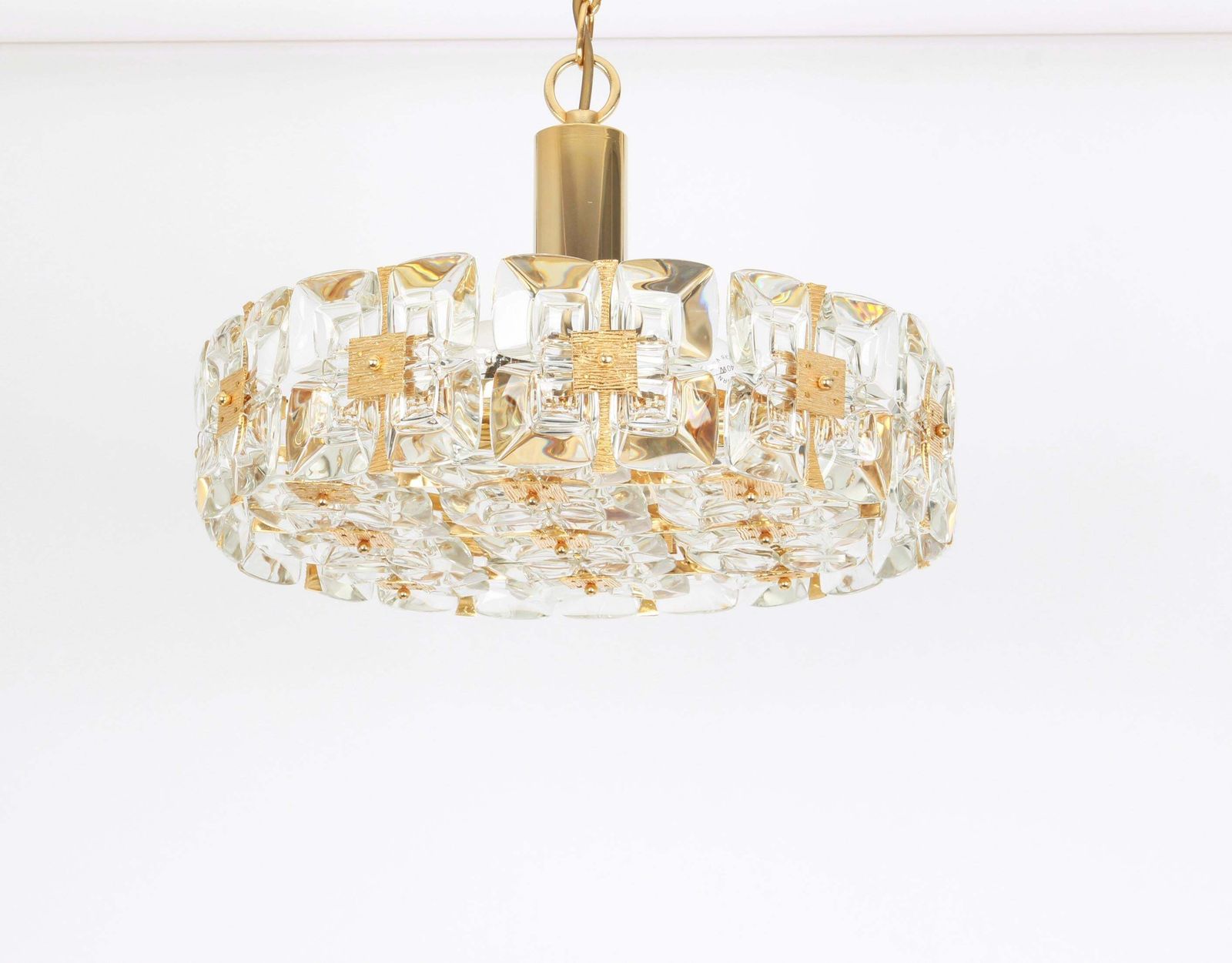 Gilt Brass And Crystal Chandelier, Sciolari Design By Palwa, Germany, 1970s photo 1590.0