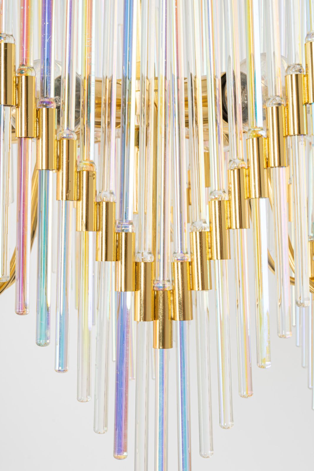Stunning Gilt Brass And Crystal Glass Rods Chandelier By Palwa, Germany, 1970s photo 1633.0