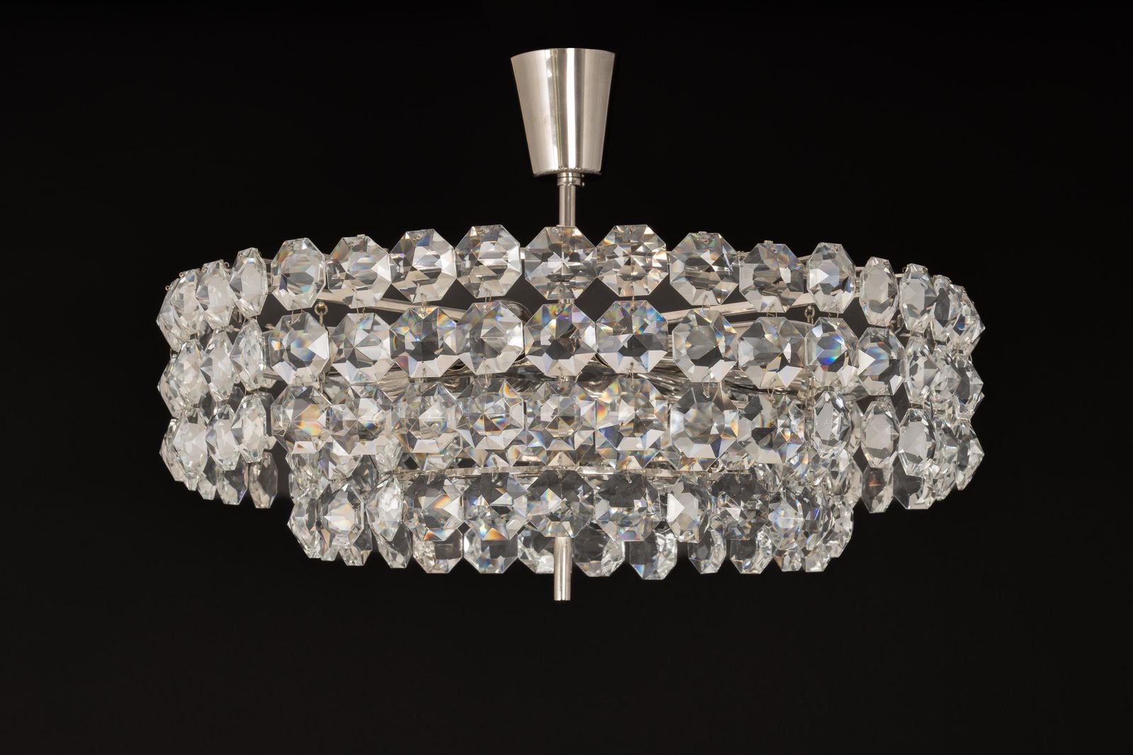Bakalowits Chandelier, Chrome And Crystal Glass, Austria, 1960s photo furniture