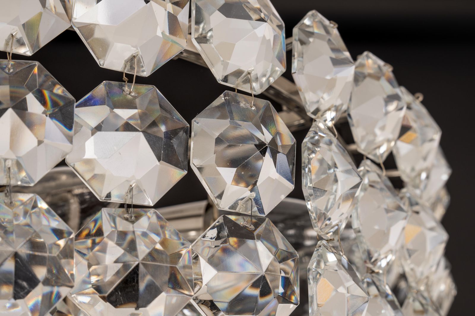Bakalowits Chandelier, Chrome And Crystal Glass, Austria, 1960s photo for sale