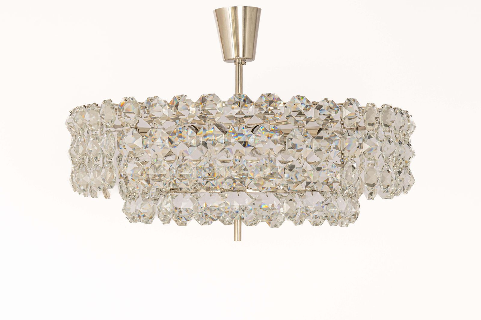 Bakalowits Chandelier, Chrome And Crystal Glass, Austria, 1960s photo Lighting