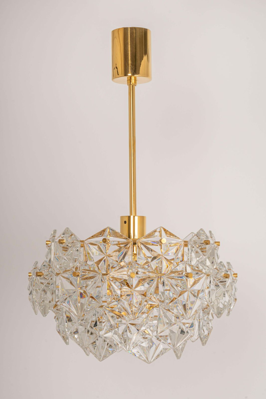 1 Of 2 Petite Chandeliers, Brass And Crystal Glass By Kinkeldey, Germany, 1970s photo Lighting