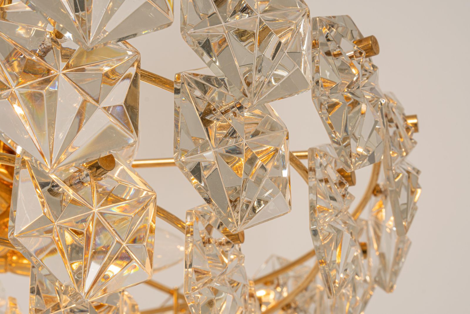 Stunning Large Chandelier, Brass And Crystal Glass By Kinkeldey, Germany, 1970s photo for sale