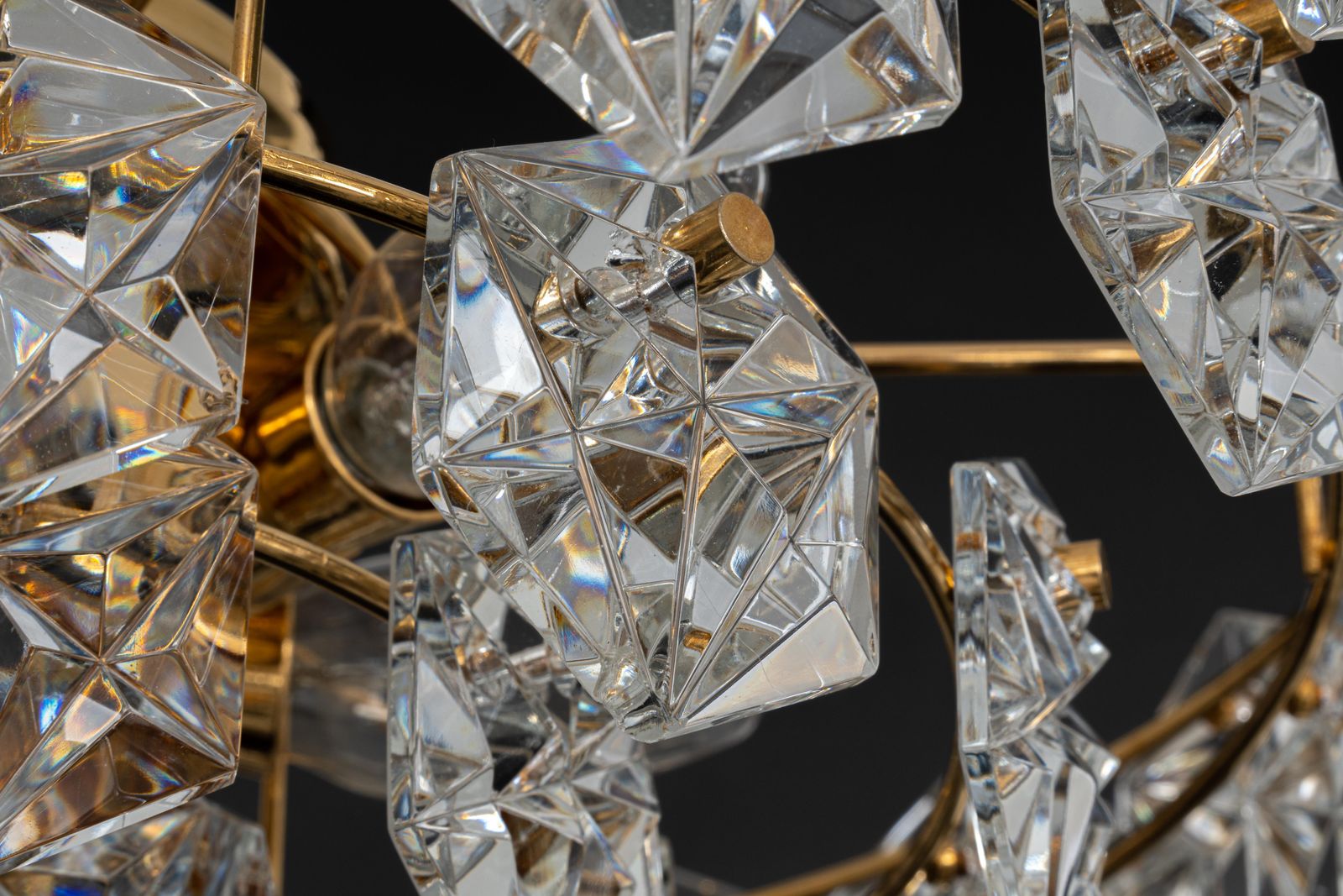 Stunning Large Chandelier, Brass And Crystal Glass By Kinkeldey, Germany, 1970s photo buy
