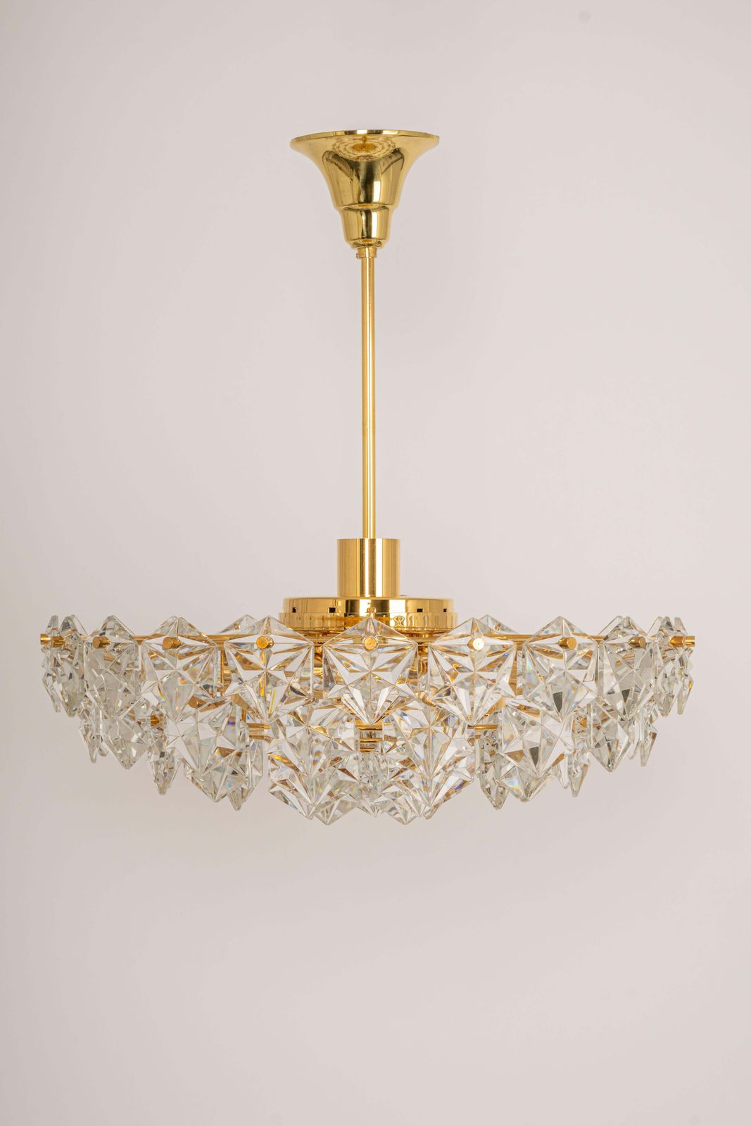 photo furniture Stunning Large Chandelier, Brass And Crystal Glass By Kinkeldey, Germany, 1970s