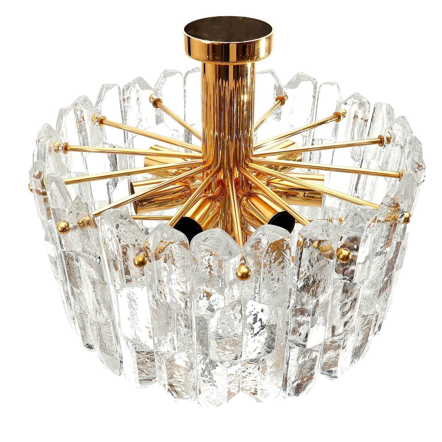 1 Of 3 Stunning Brass Murano Glass Light Fixture Palazzo, Kalmar, Austria, 1970s photo Lighting