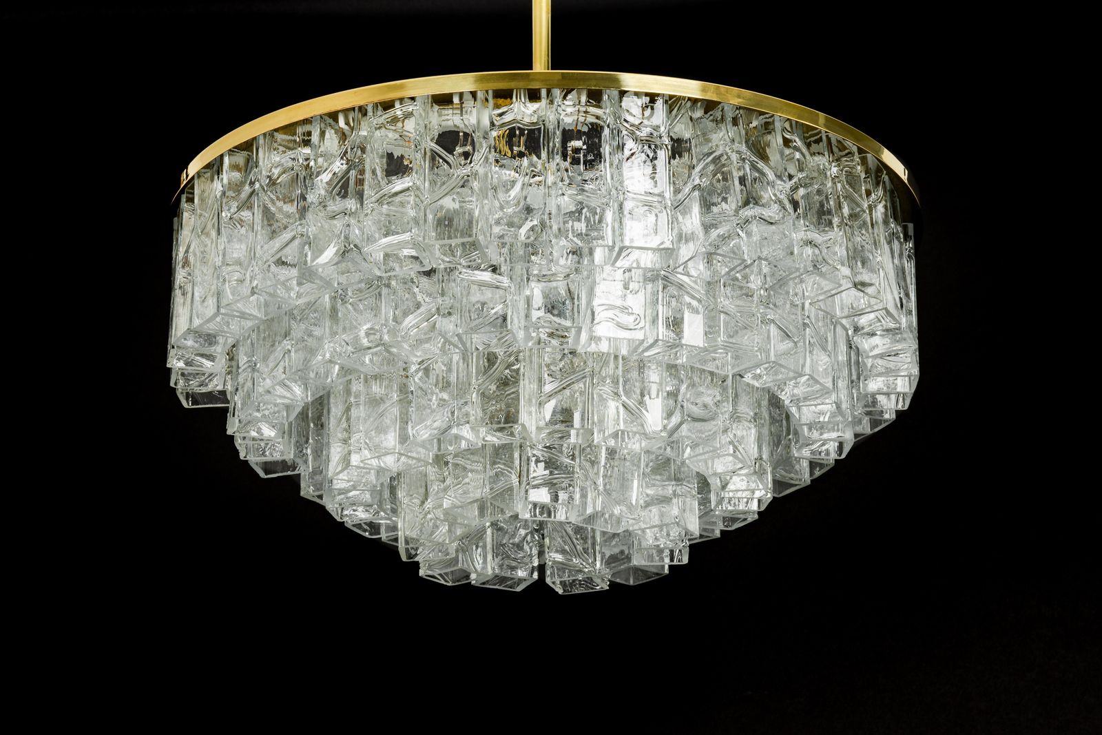 Large Midcentury Doria Chandelier Ice Glass, 1960s, Germany photo 1677.0