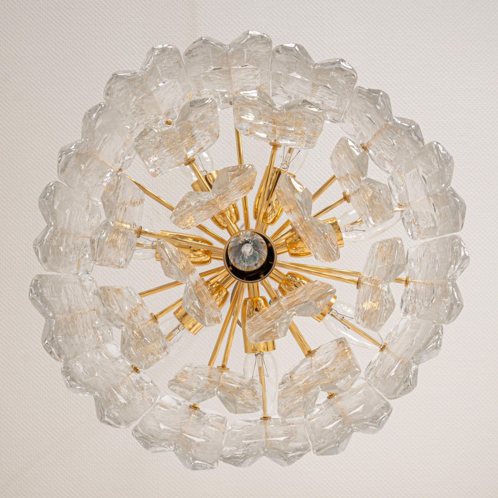 Stunning Gilt Brass, Crystal Glass Light Fixture Palazzo, Kalmar, Austria, 1970 photo for sale