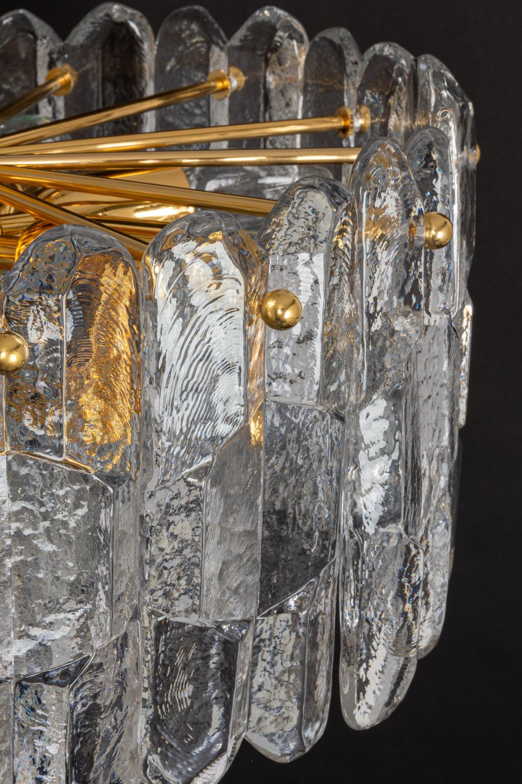 1805.0 Stunning Gilt Brass, Crystal Glass Light Fixture Palazzo, Kalmar, Austria, 1970 photo
