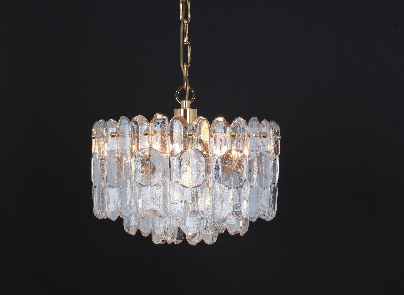 photo vinterior 1 Of 2 Gilt Brass, Crystal Glass Light Chandelier Palazzo, Kalmar, Austria, 1970