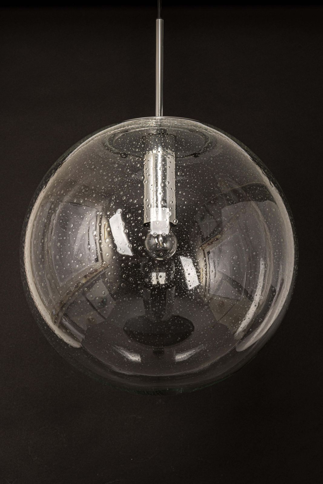 photo furniture 1 Of 2 Large Limburg Chrome With Clear Glass Ball Pendant, Germany, 1970s