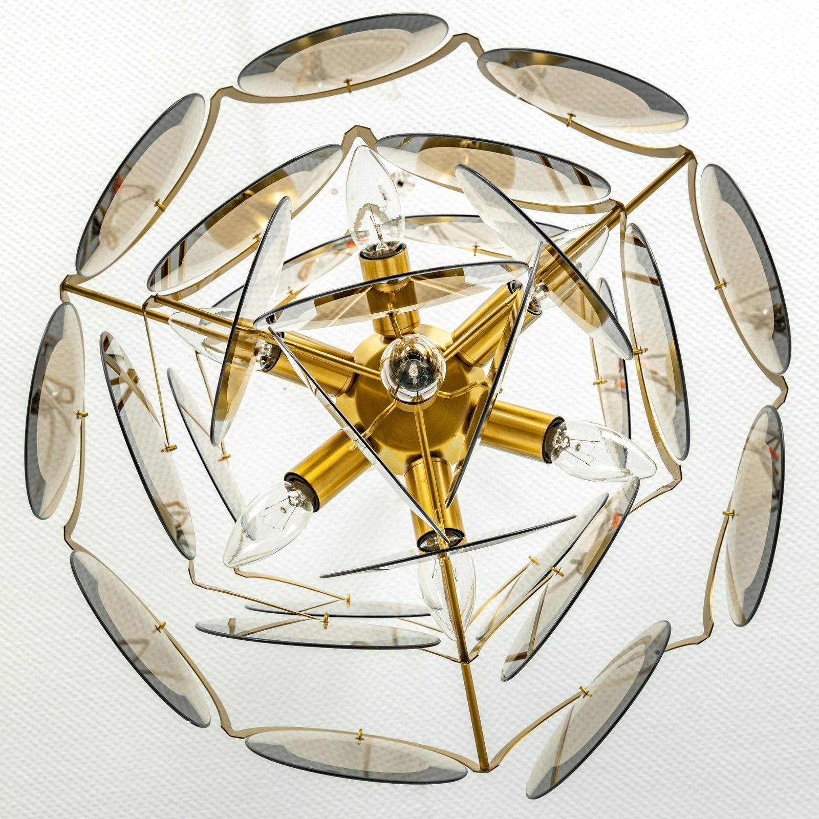 Vistosi Smoked Glass Disc Chandelier, Italy, 1960s photo Lighting