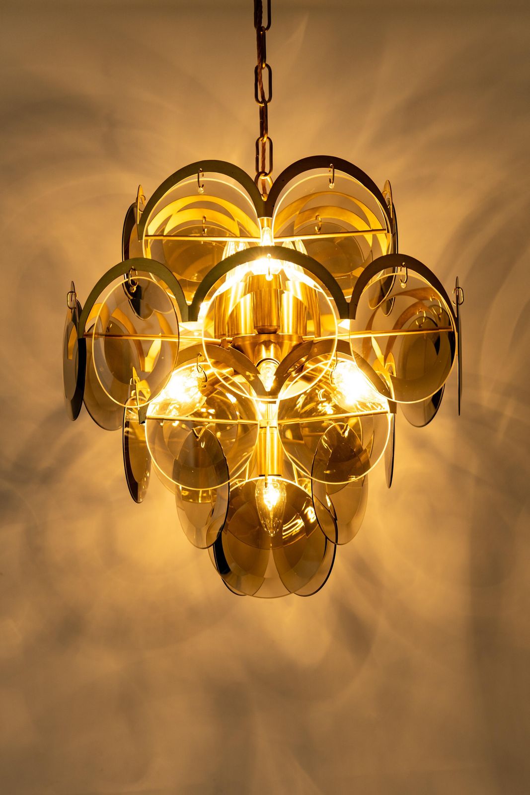 Vistosi Smoked Glass Disc Chandelier, Italy, 1960s photo 1805.0