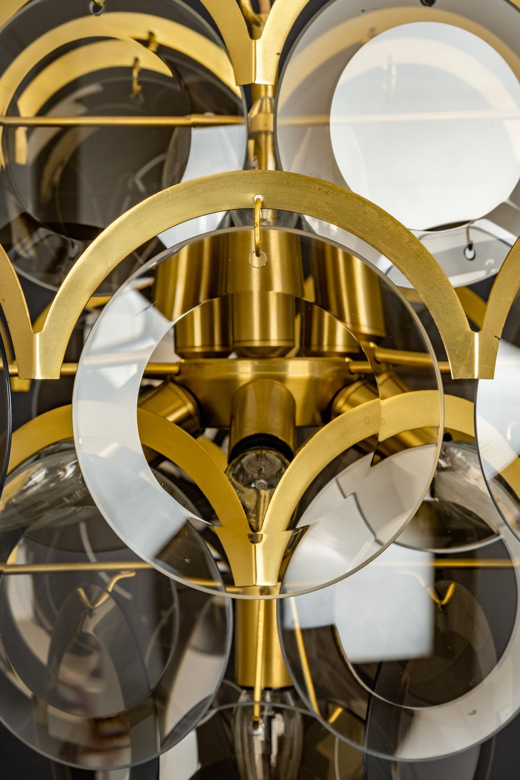 Vistosi Smoked Glass Disc Chandelier, Italy, 1960s photo vintage