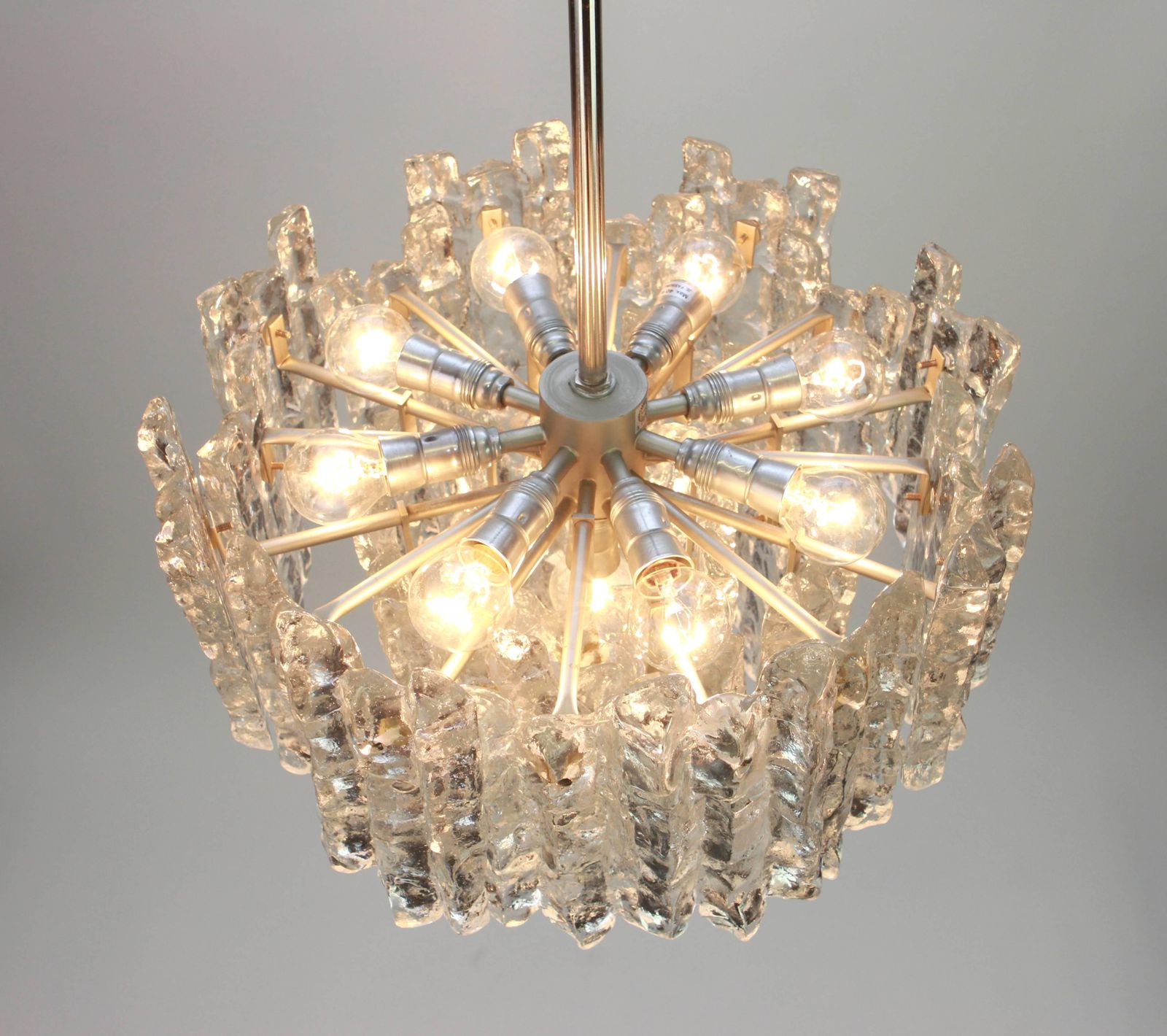 Large Murano Ice Glass Chandelier By Kalmar, Austria, 1960s photo Lighting