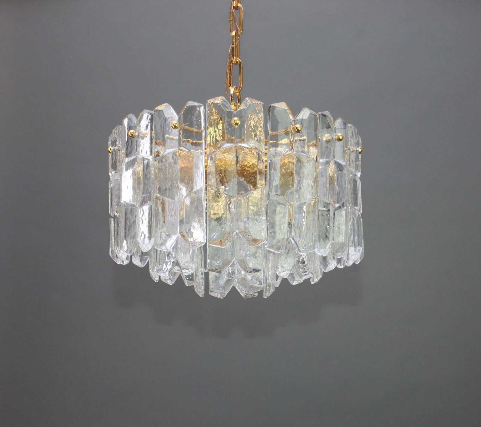 Stunning Gilt Brass, Crystal Glass Light Fixture Palazzo, Kalmar, Austria, 1970 photo for sale