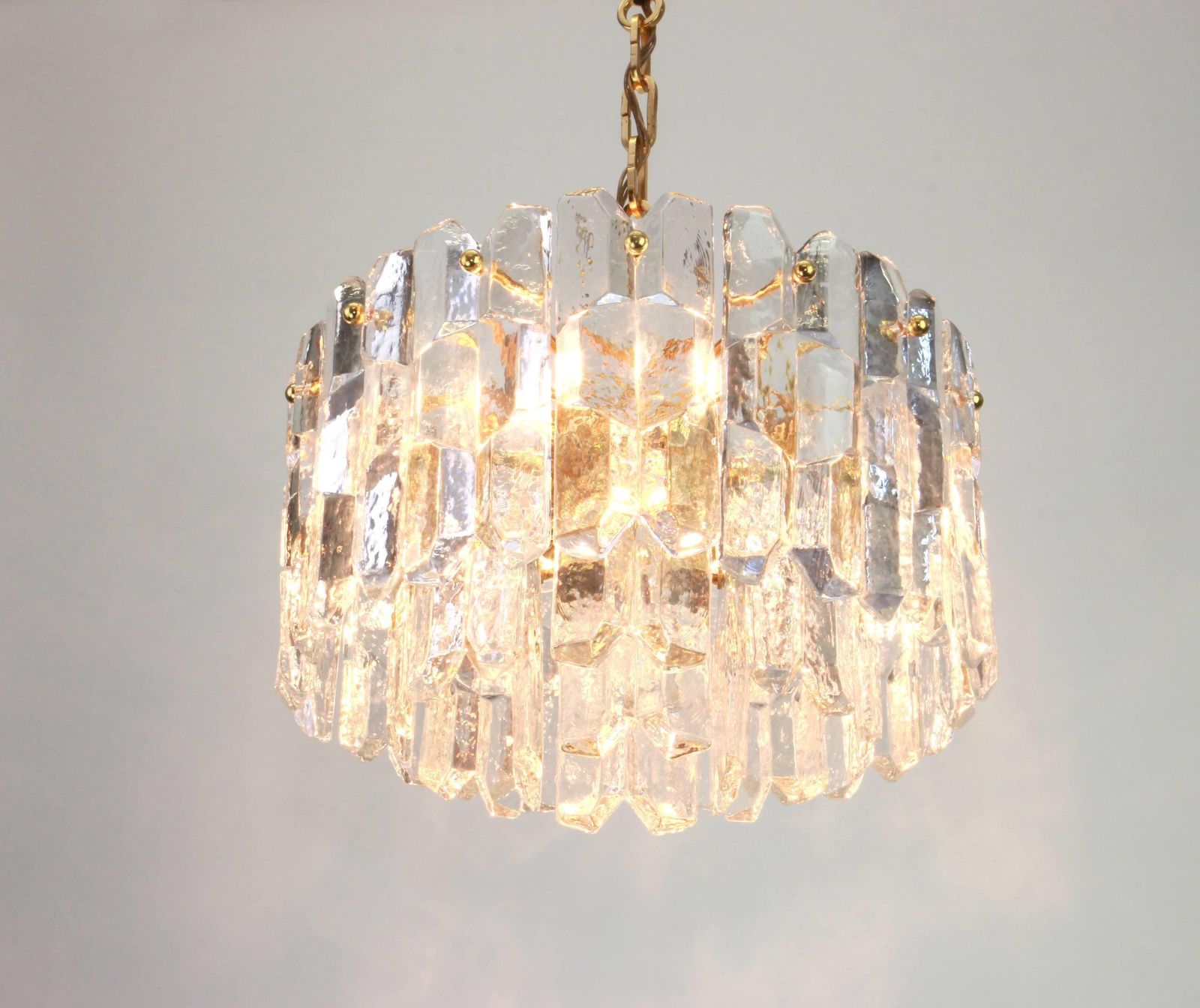 Stunning Gilt Brass, Crystal Glass Light Fixture Palazzo, Kalmar, Austria, 1970 photo vinterior